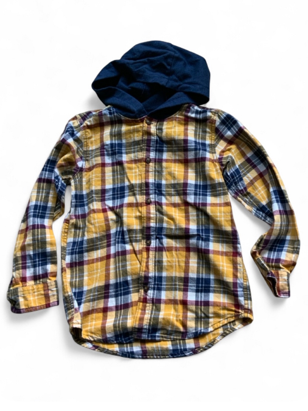 Carter's Plaid Hooded LS Button Down Shirt Boys 8/8A